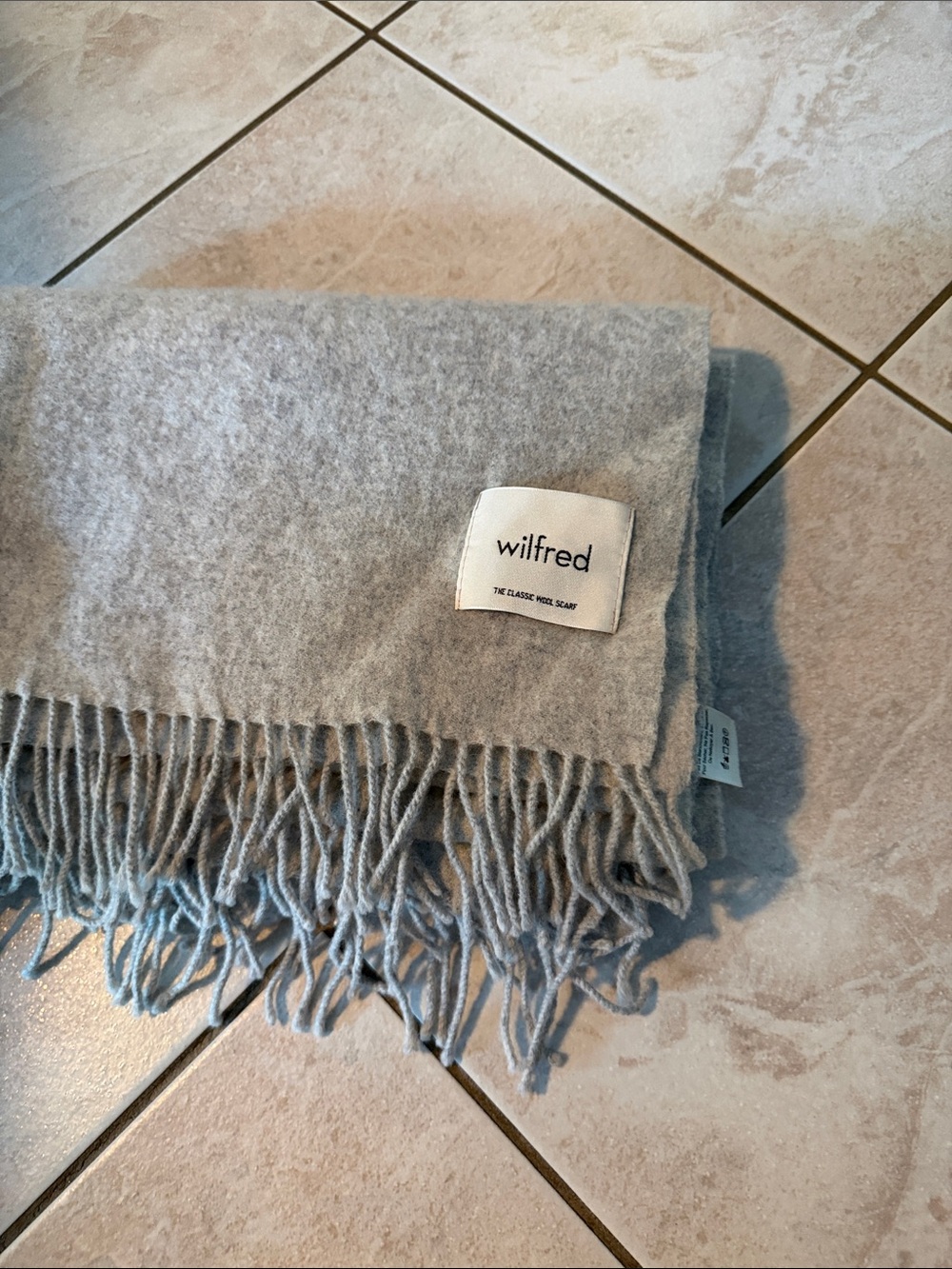 Wilfred Heather Gray Fringe Wool Scarf
